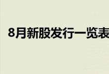 8月新股发行一览表（8月有哪些新股申购）