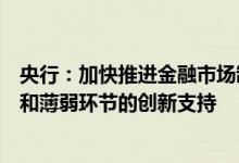 央行：加快推进金融市场制度建设加大债券市场对重点领域和薄弱环节的创新支持
