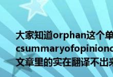大家知道orphan这个单词除了孤儿还有什么意思吗（Publicsummaryofopiniononorphandesignation这是在一篇文章里的实在翻译不出来了）