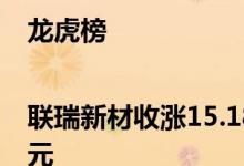 龙虎榜|联瑞新材收涨15.18%两机构买入8621.82万元
