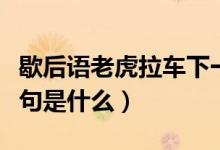 歇后语老虎拉车下一句（歇后语老虎拉车下一句是什么）