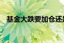 基金大跌要加仓还是减仓 基金大跌怎么办