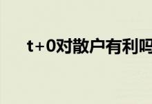 t+0对散户有利吗 T 0是有利于散户吗 