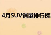 4月SUV销量排行榜2020：哈弗H6又上榜首