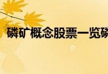 磷矿概念股票一览磷矿上市公司龙头有哪些
