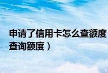 申请了信用卡怎么查额度（重庆银行信用卡申请通过后怎么查询额度）