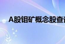 A股钼矿概念股查询：钼矿龙头股有哪些