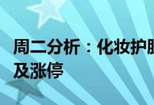 周二分析：化妆护肤品概念股报涨名臣健康触及涨停