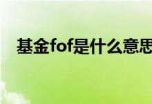 基金fof是什么意思啊 基金fof是什么意思