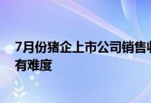 7月份猪企上市公司销售收入同比大增年度业绩扭亏为盈恐有难度