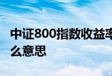 中证800指数收益率啥意思 中证800指数是什么意思