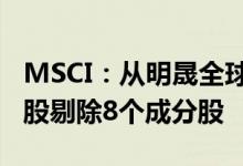 MSCI：从明晟全球市场指数中纳入13个成分股剔除8个成分股