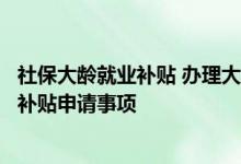 社保大龄就业补贴 办理大龄就业就业岗位补贴和社会保险费补贴申请事项