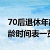 70后退休年龄新规2021 2021年70后退休年龄时间表一览表 