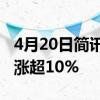 4月20日简讯：抖音支付概念股报涨久其软件涨超10%